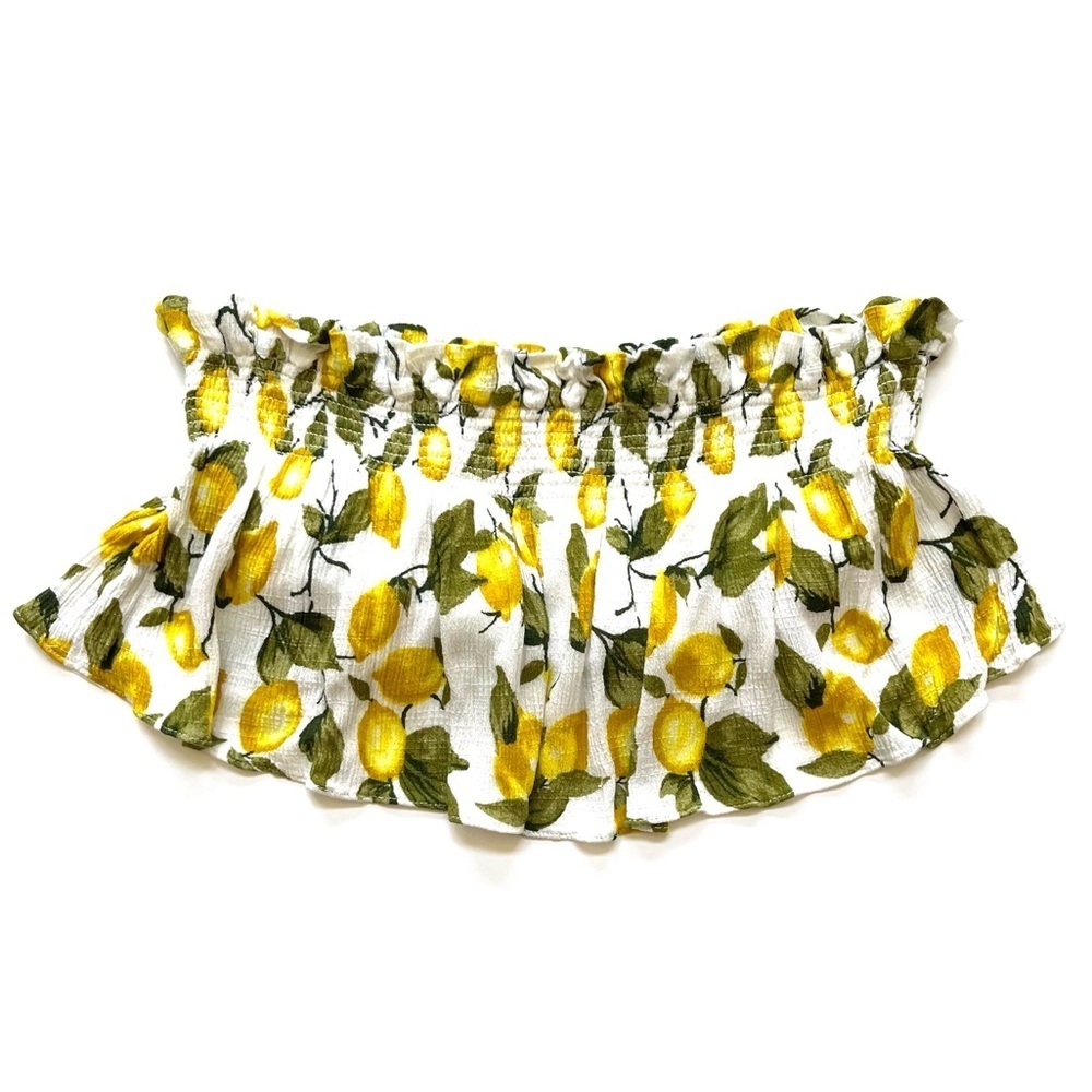 Skylar & Madison lemon print strapless crop top